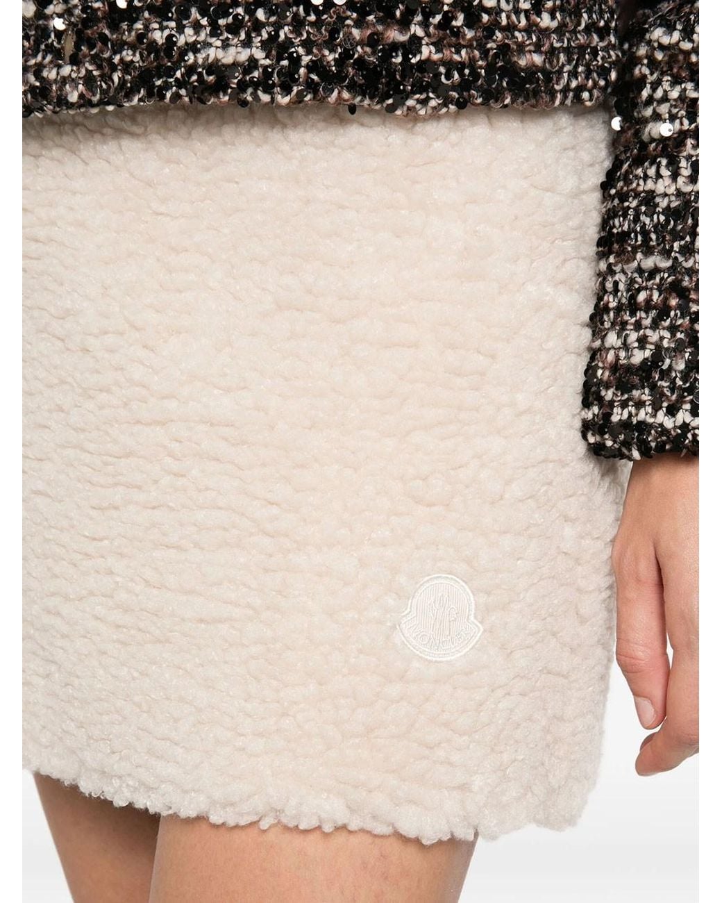 Moncler Natural Teddy-Effect Mini Skirt