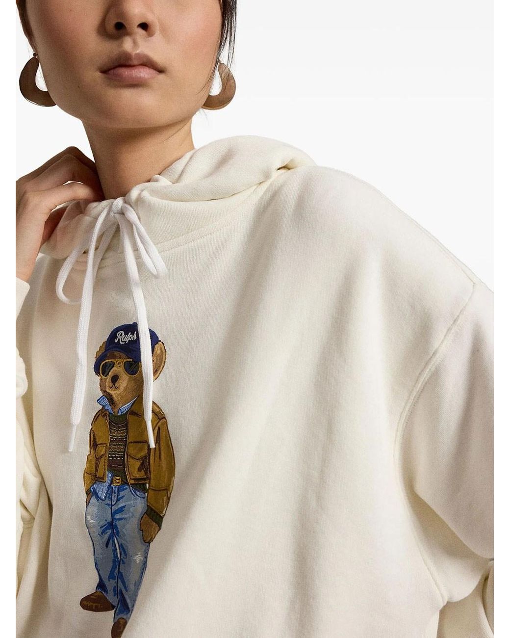 Polo Ralph Lauren White Polo Bear Hooded Sweatshirt