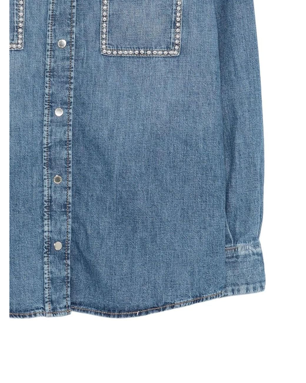 7 For All Mankind Blue Camicia Western