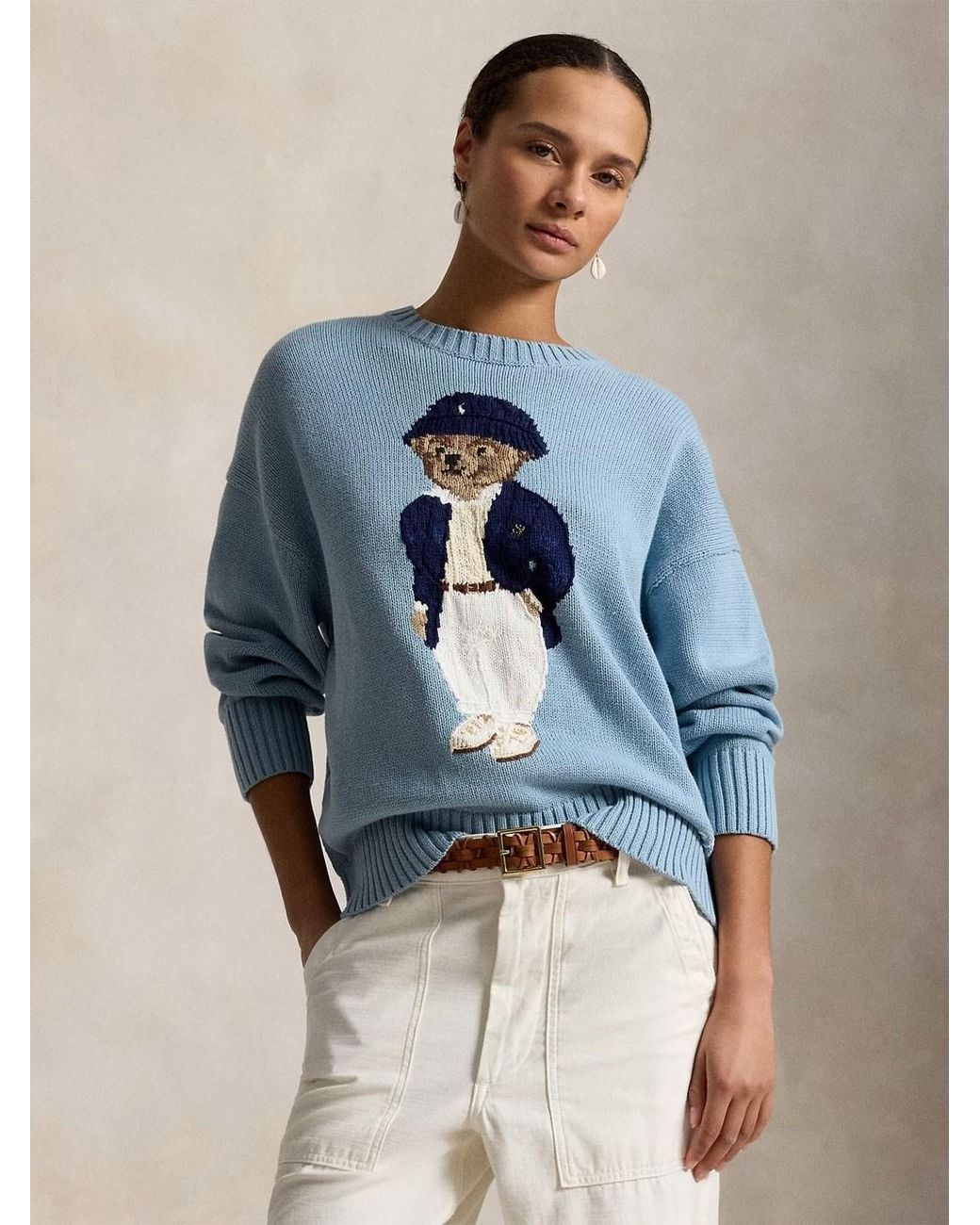Polo Ralph Lauren Blue Polo Bear Oversize Cotton Jumper