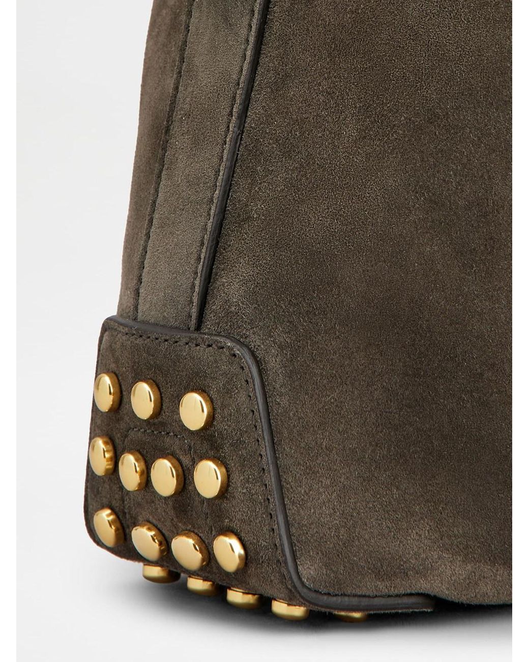 Tod's Brown Metal Dots Mini Suede Bag