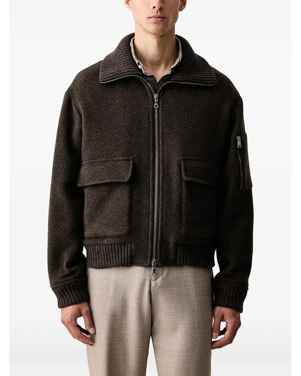 Paul & Shark Gray Wool And Cashmere Bomber for men