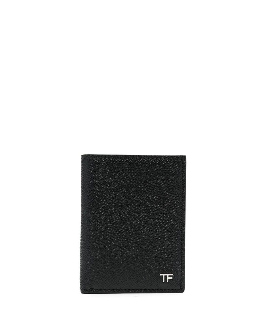 Tom Ford Black Logo-Plaque Bi-Fold Leather Wallet for men