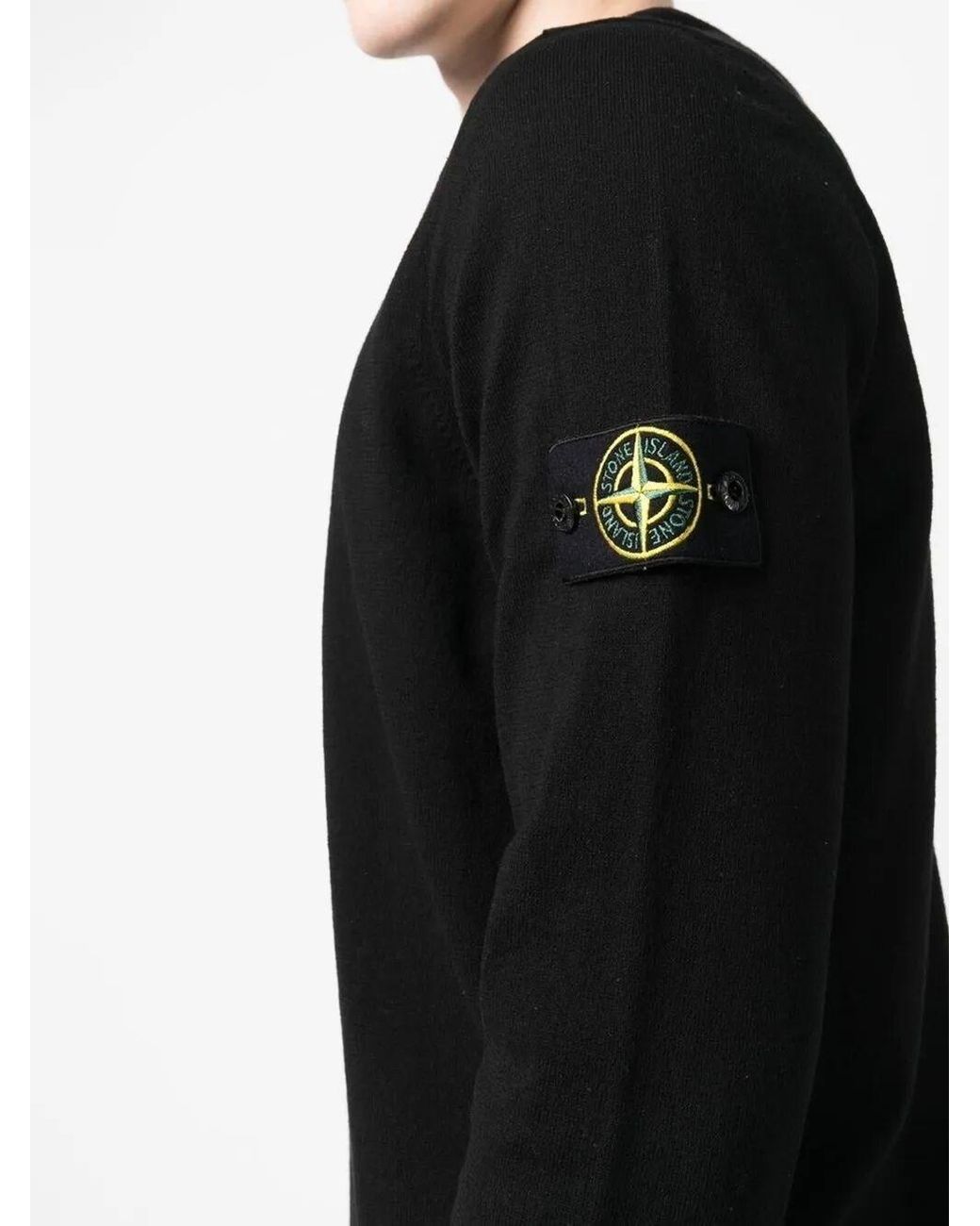 Stone Island Black Cotton Crewneck Sweater for men
