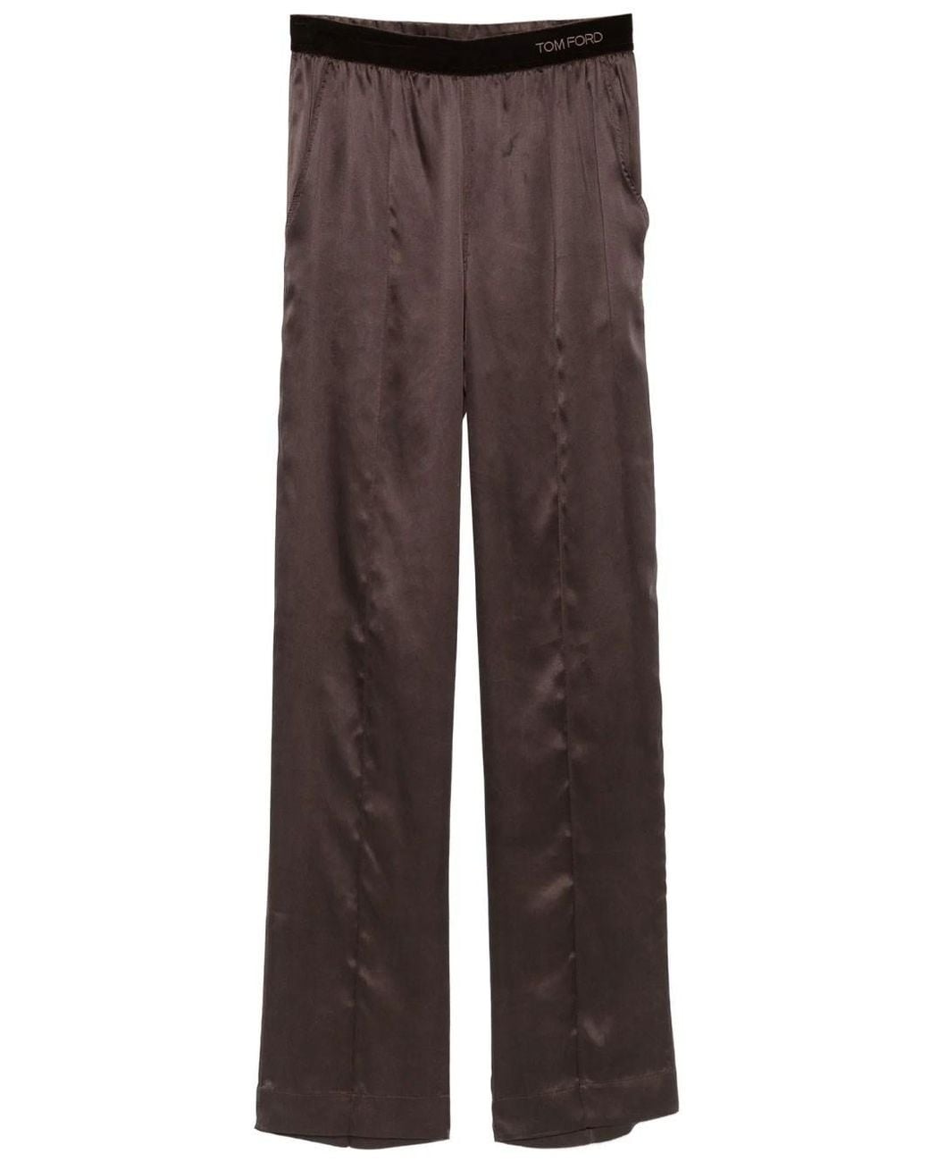 Tom Ford Brown Silk Satin Pajama Style Pants