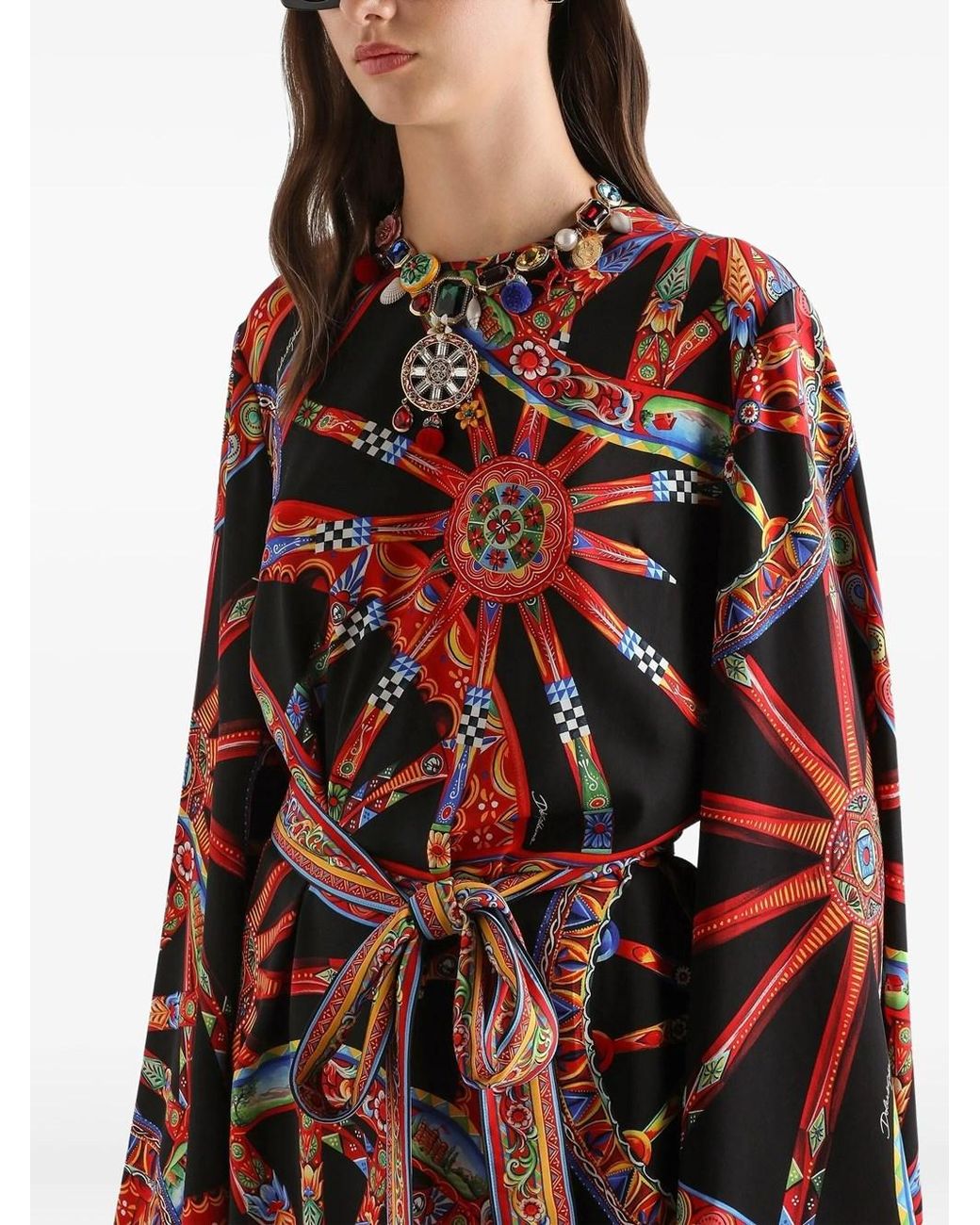 Dolce & Gabbana Red Dress With Cart Print
