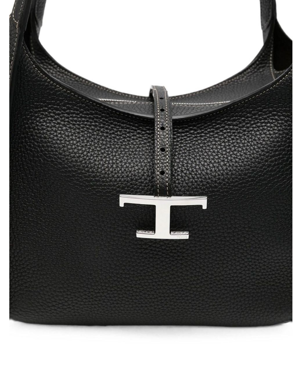 Tod's Black T Timeless Small Leather Shopping Bag