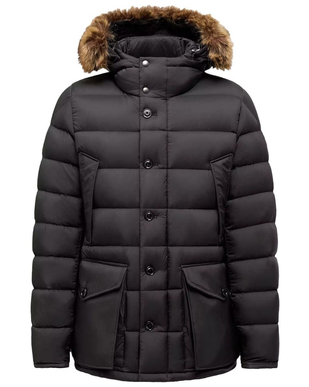 Moncler Black Piumino Midi "Clunye" Con Cappuccio for men