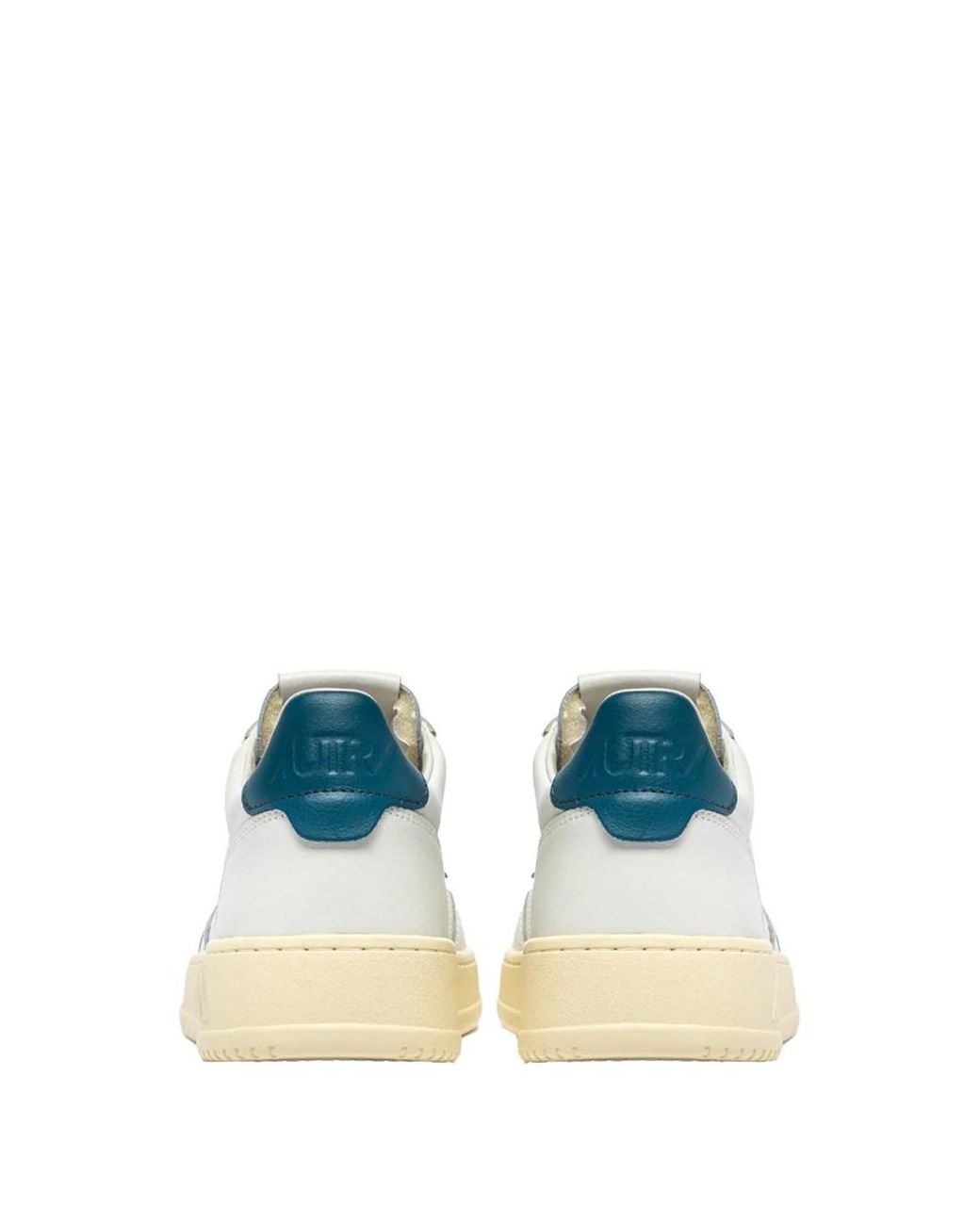 Autry White And Mallard Blue Leather Medalist Low Sneakers for men