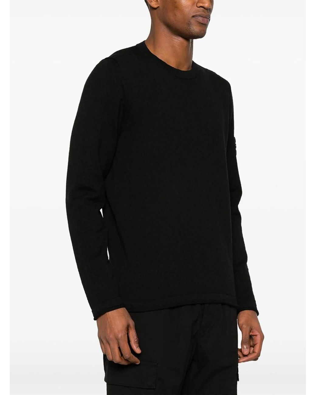 Stone Island Black Pullover With Logo for men
