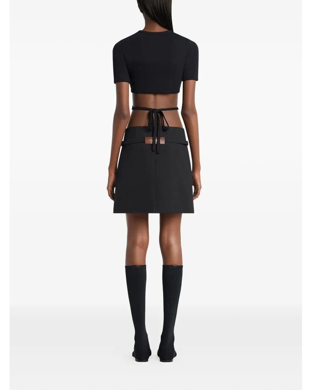 Courreges Black Courregès Ribbon Cut Out Cotton T-Shirt