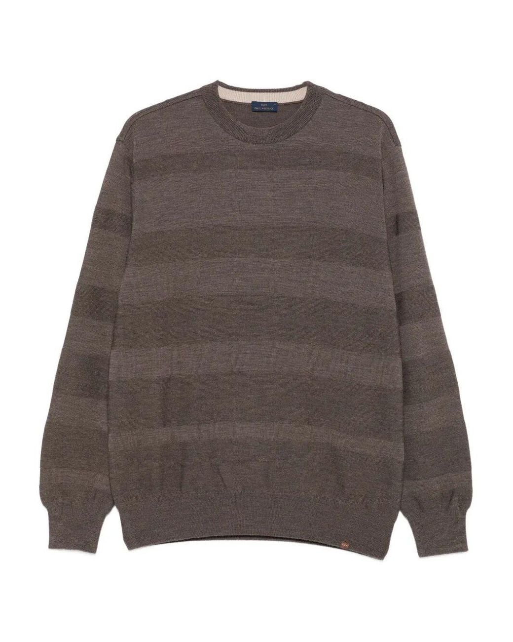 Paul & Shark Brown Paul & Shark Striped Wool Sweater for men