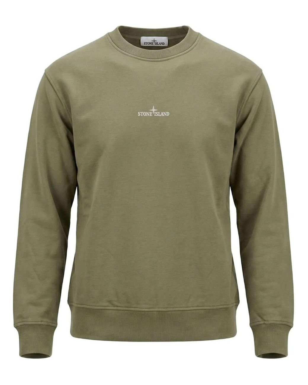 Stone Island Green Oversized-Fit Crewneck Sweatshirt With 'Blurred Compass' Print for men