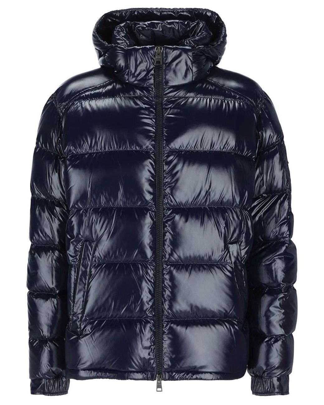 Herno Blue Glossy Down Jacket With Hood for men