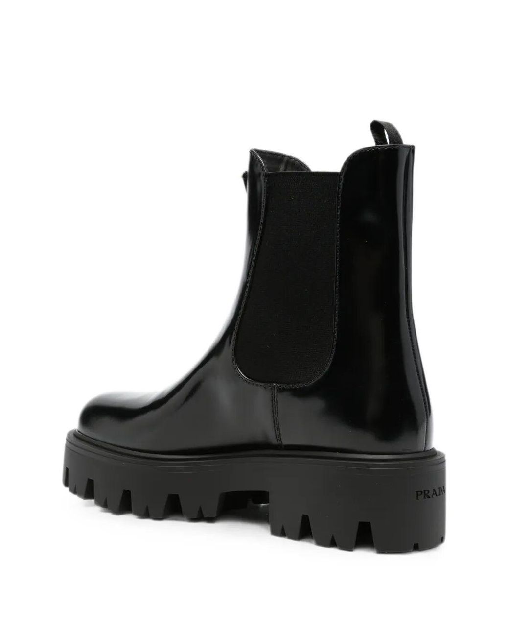 Prada Black Brushed Leather Booties