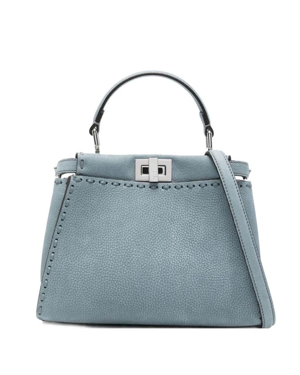 Fendi Blue Peekaboo Iseeu Mini Suede Bag