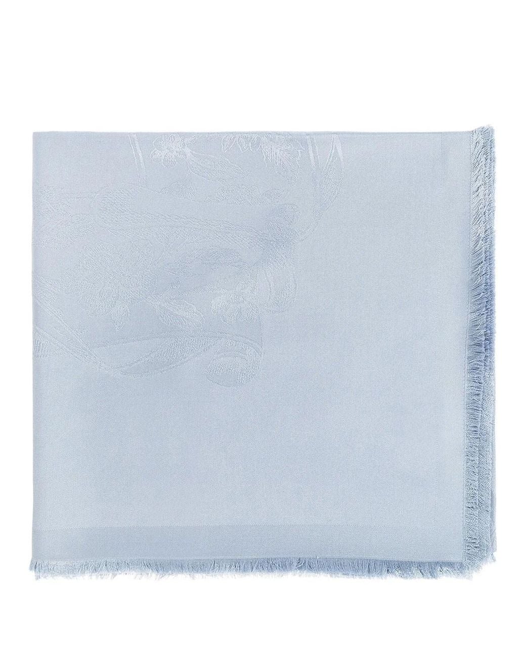 Ferragamo Blue Sl Pergamen Silk Jacquard Shawl