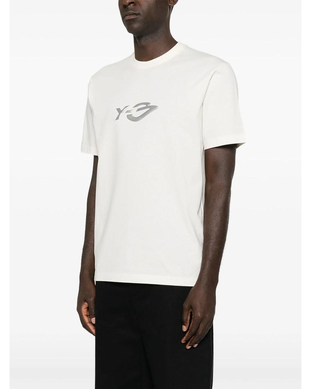 Y-3 White Logo Crew Neck T-Shirt for men