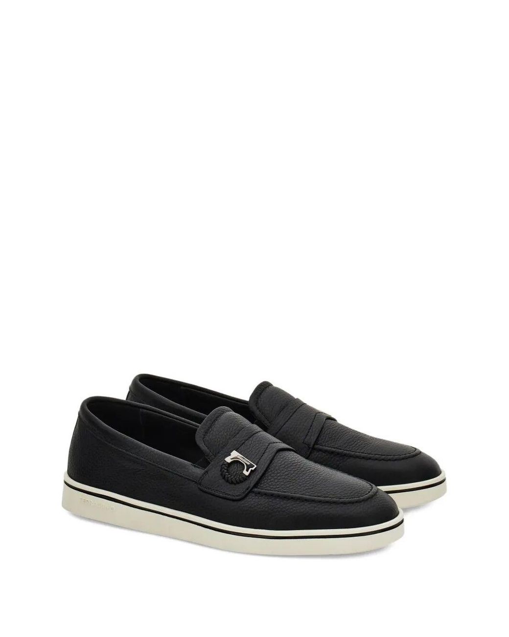 Ferragamo Black Leather Loafers for men