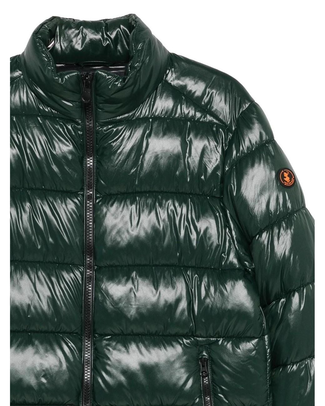 Save The Duck Green Jobim Padded Jacket With Lacquered Finish for men