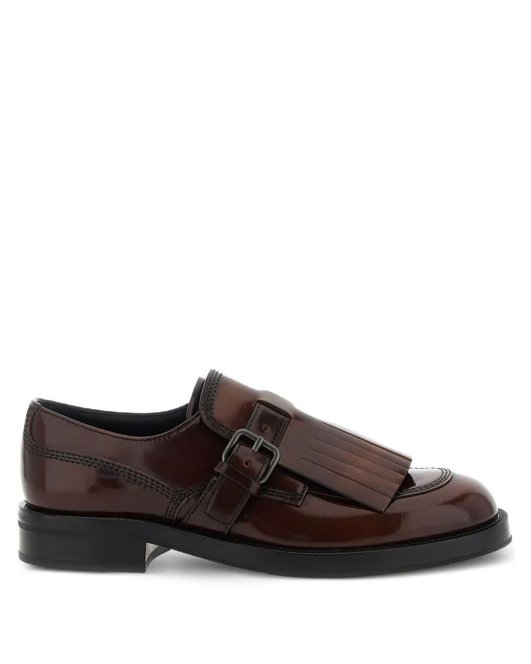 Church's Brown Piper Leather Loafers With Fringe & Buckle Detail