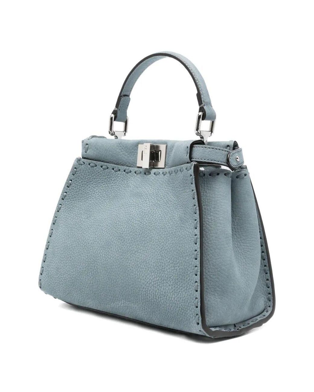 Fendi Blue Peekaboo Iseeu Mini Suede Bag