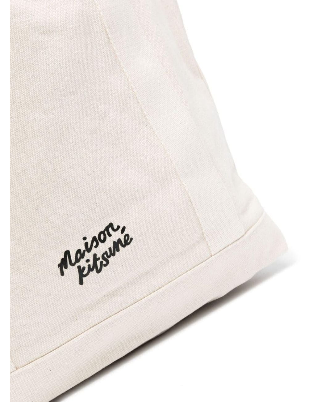Maison Kitsuné White Chillax Fox Tote Bag