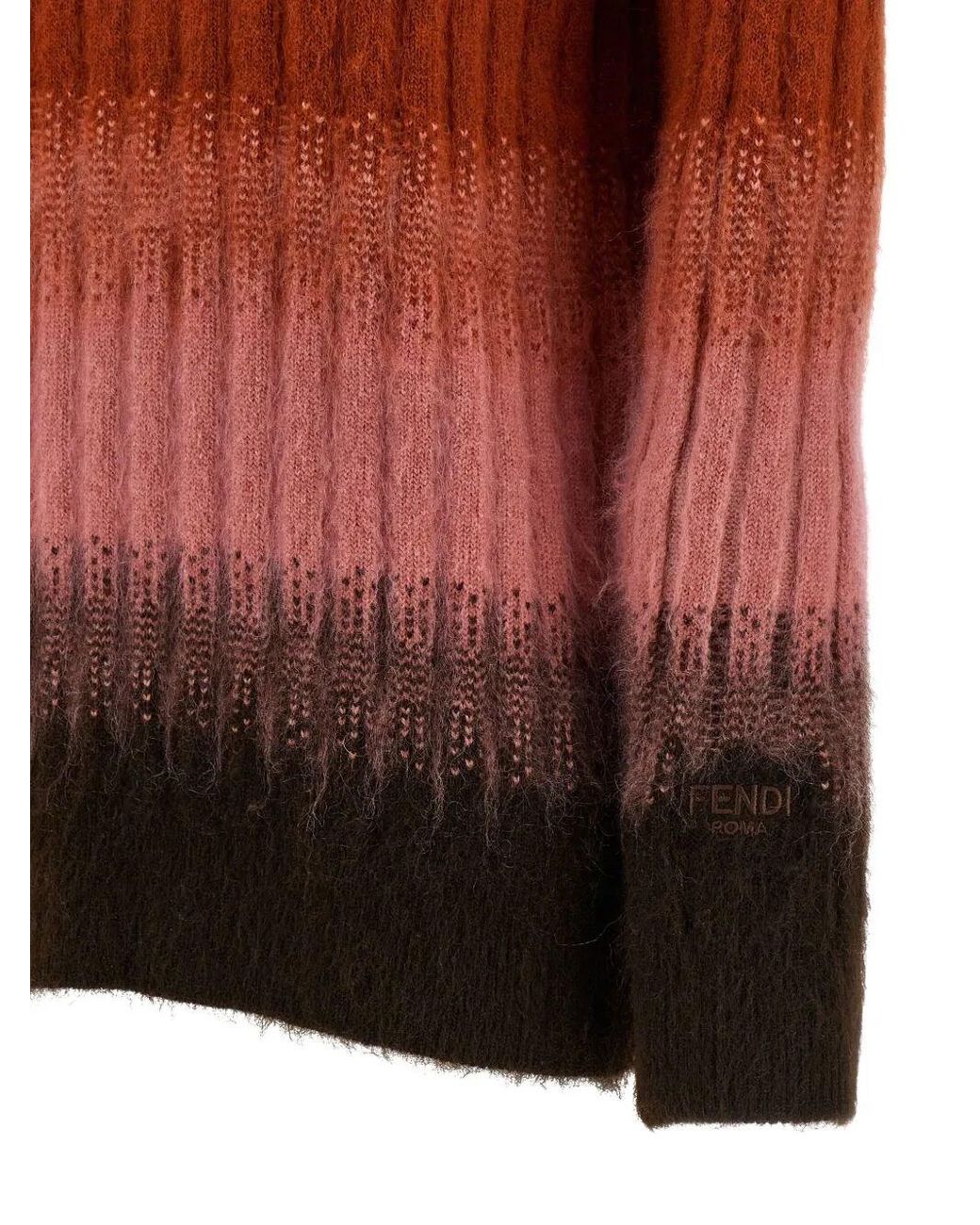 Fendi Brown Gradient Mohair And Wool Fitted Jumper