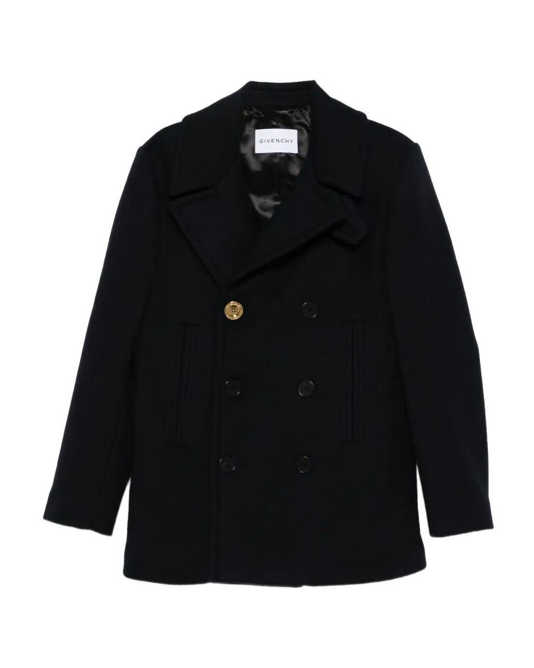 Givenchy Black Double-Breasted Pea Coat for men