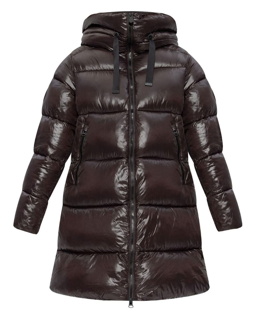 Save The Duck Black Isabel Long Glossy-effect Down Jacket
