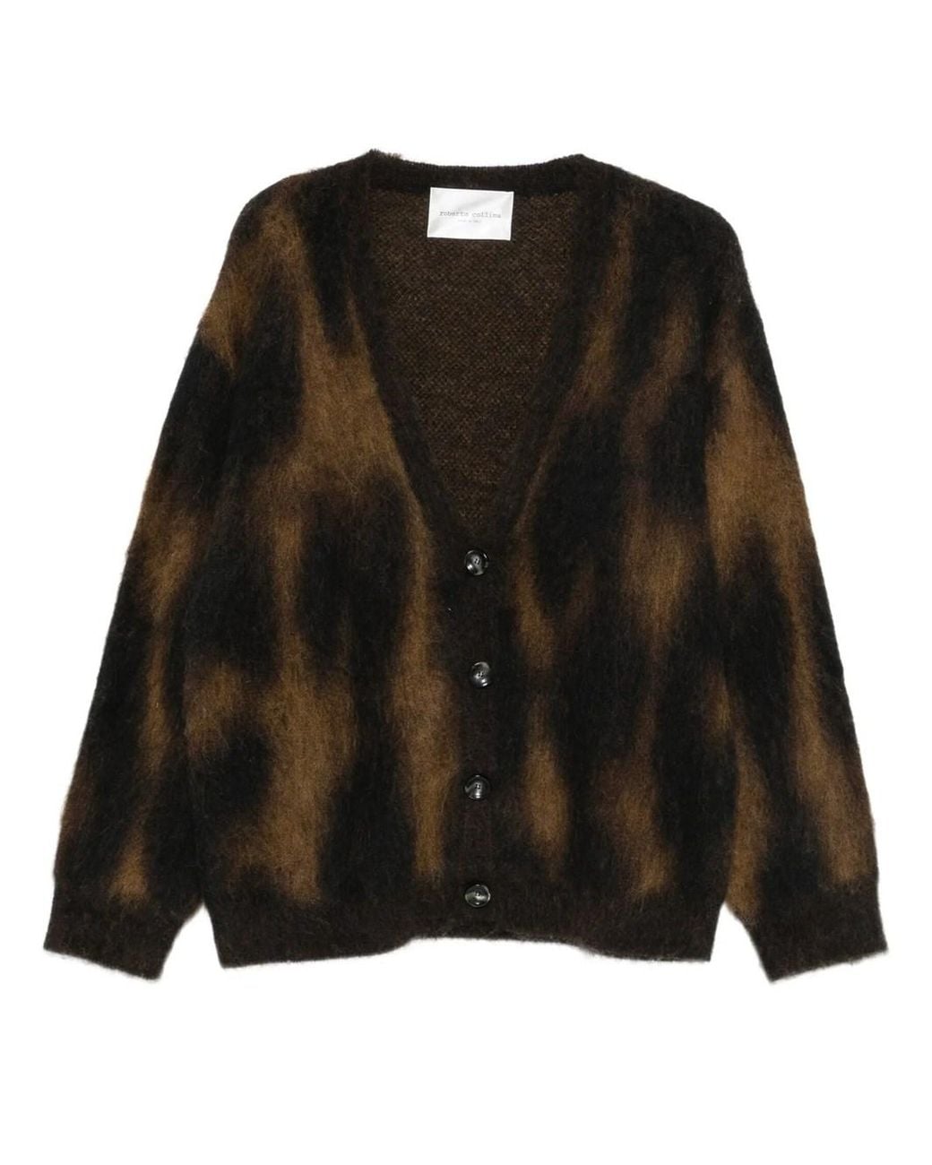 Roberto Collina Black Oversized Jacquard Animal-print Wool Cardigan