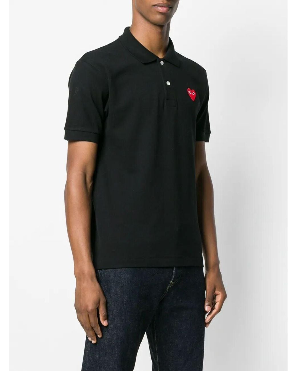 COMME DES GARÇONS PLAY Black Heart Cotton Polo Shirt for men