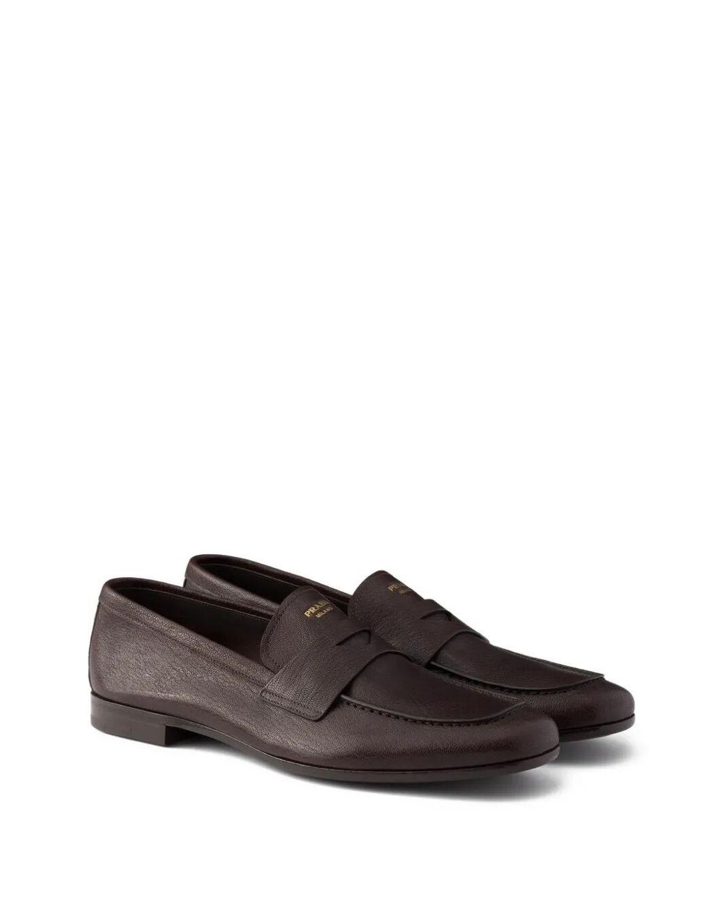 Prada Brown Leather Loafers With Band for men