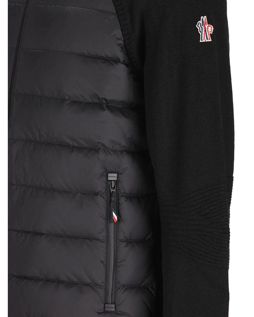 Moncler Black "Grenoble" Cardigan Imbottito Con Zip for men