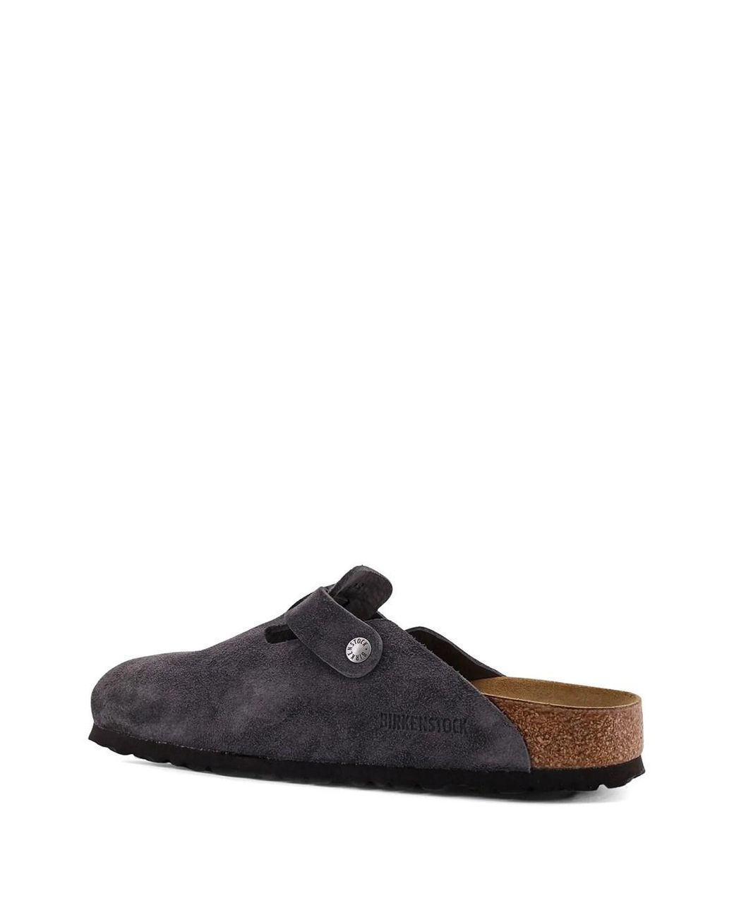 Birkenstock Gray Boston Mule In Charcoal Suede