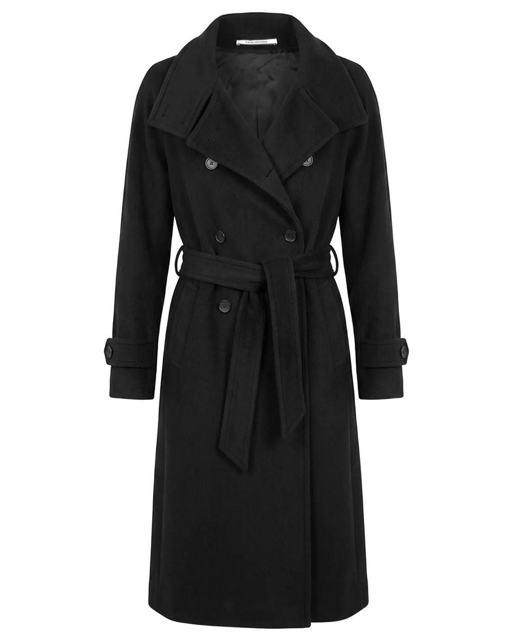 Tagliatore Black Henryka Double-Breasted Coat With Belt