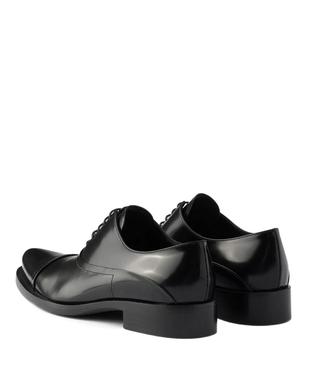 Prada Black Vitello Lace Ups Shoes