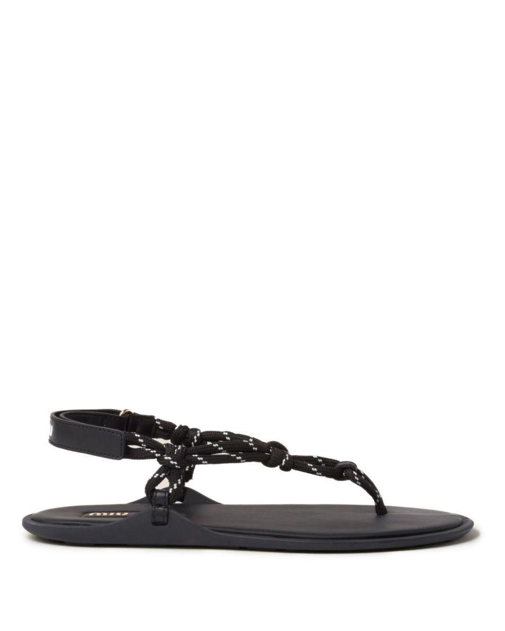 Miu Miu Riviere Cord And Leather Sandals | Lyst