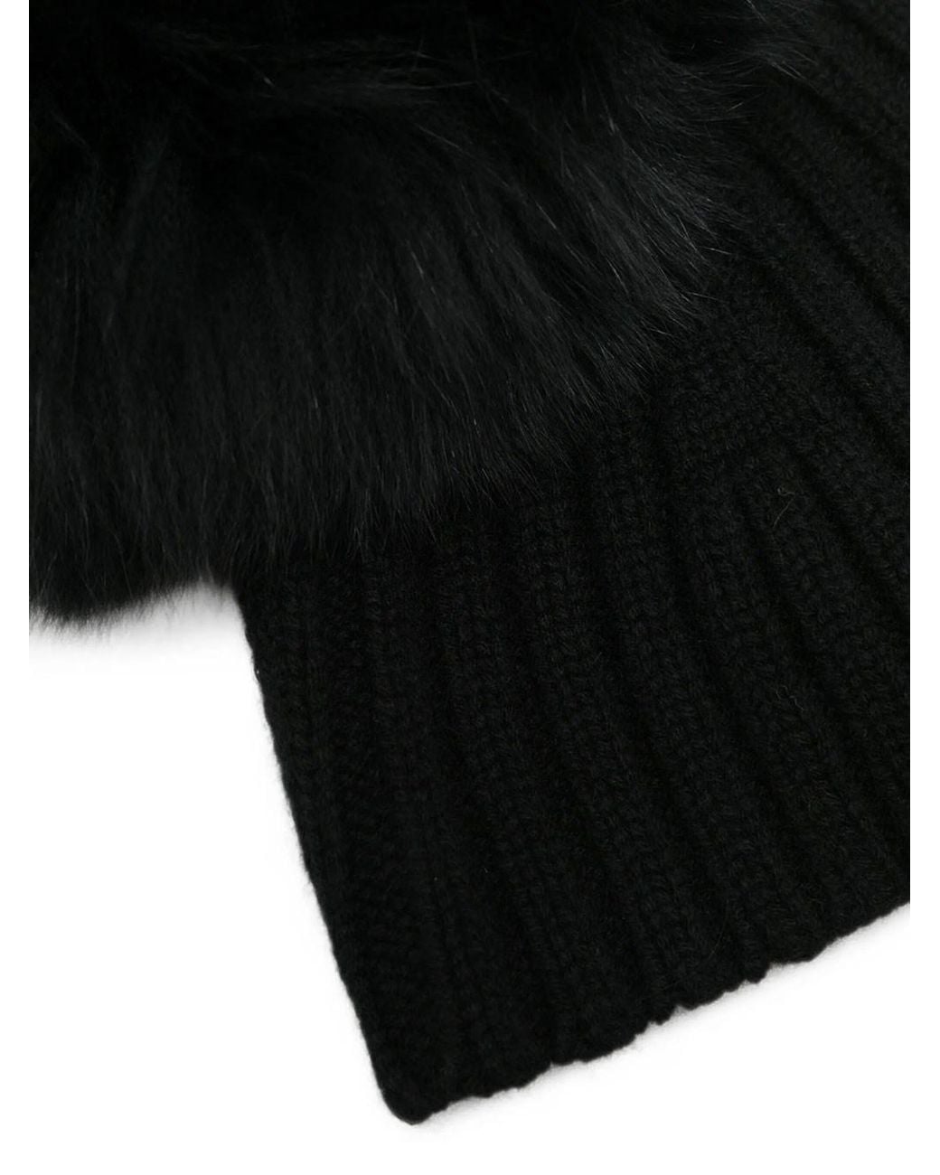 Yves Salomon Black Ribbed Wool And Cashmere Balaclava With Fur Trim