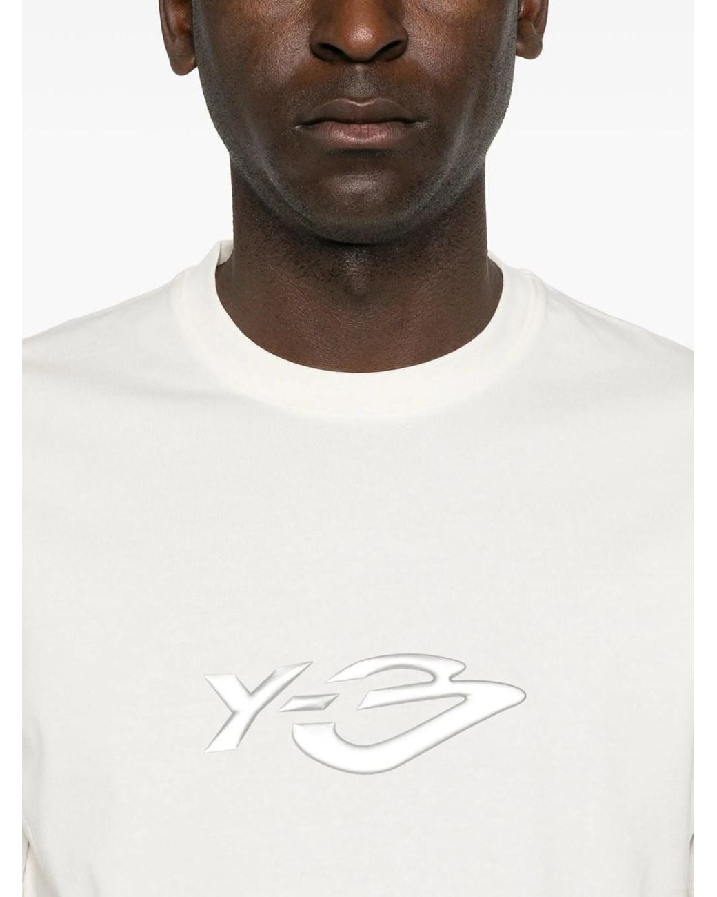 Y-3 White Logo Crew Neck T-Shirt for men