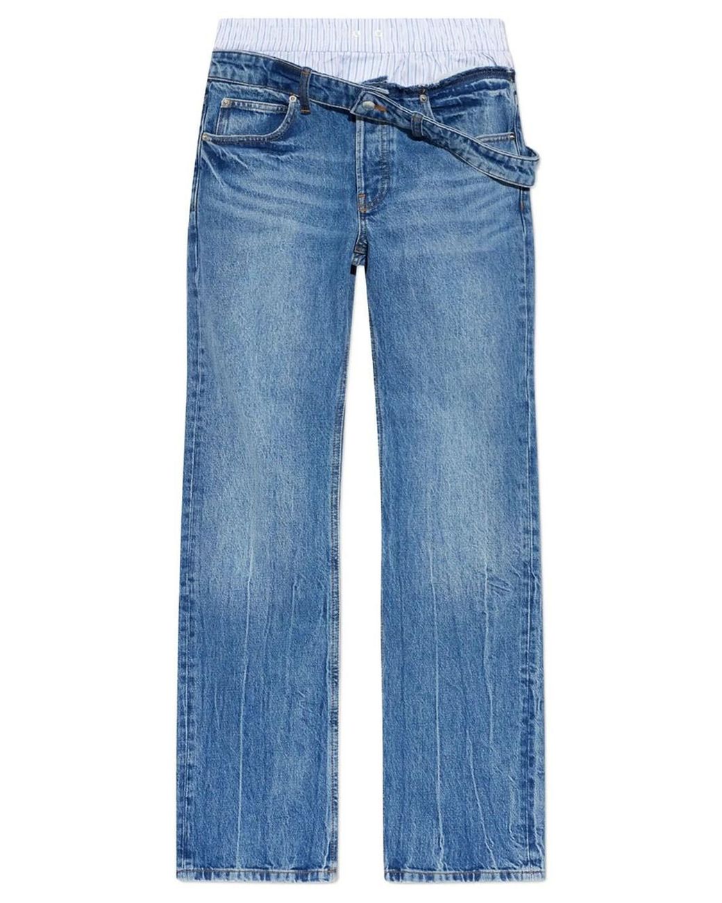 Alexander Wang Blue Boxer Detail And Drop Waistband Slim Fit Jeans