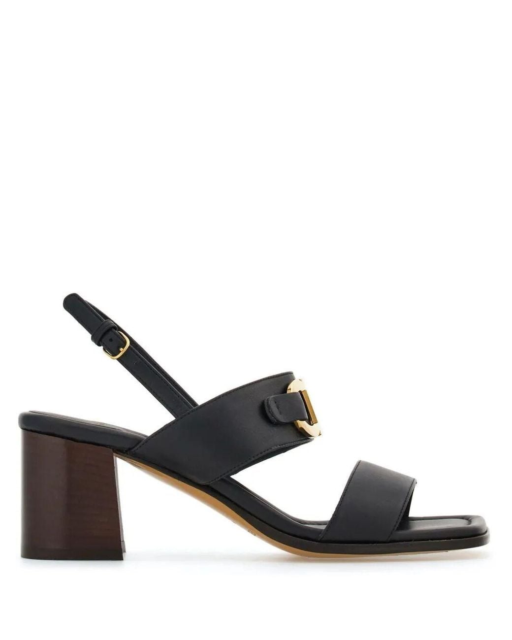 Ferragamo Black Lou 55mm Leather Slingback Sandals