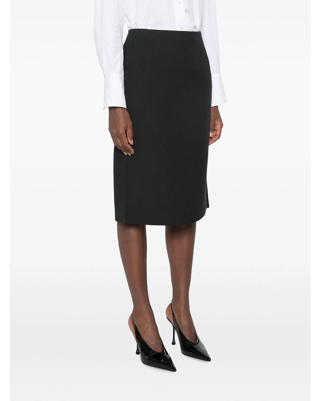 Fendi Black Wool And Silk Pencil Skirt By