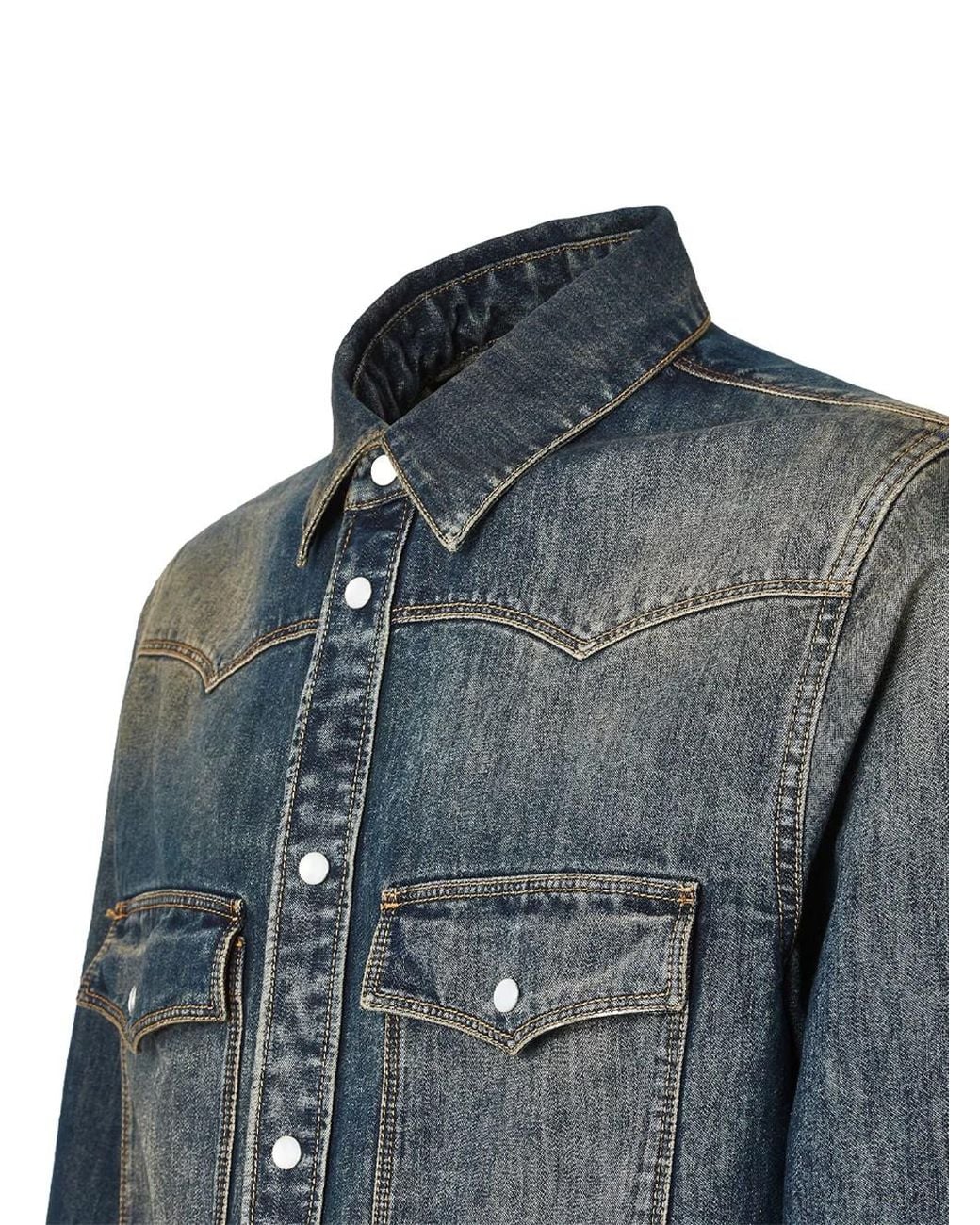 Fendi Blue Camicia Jeans Blu Lavato for men