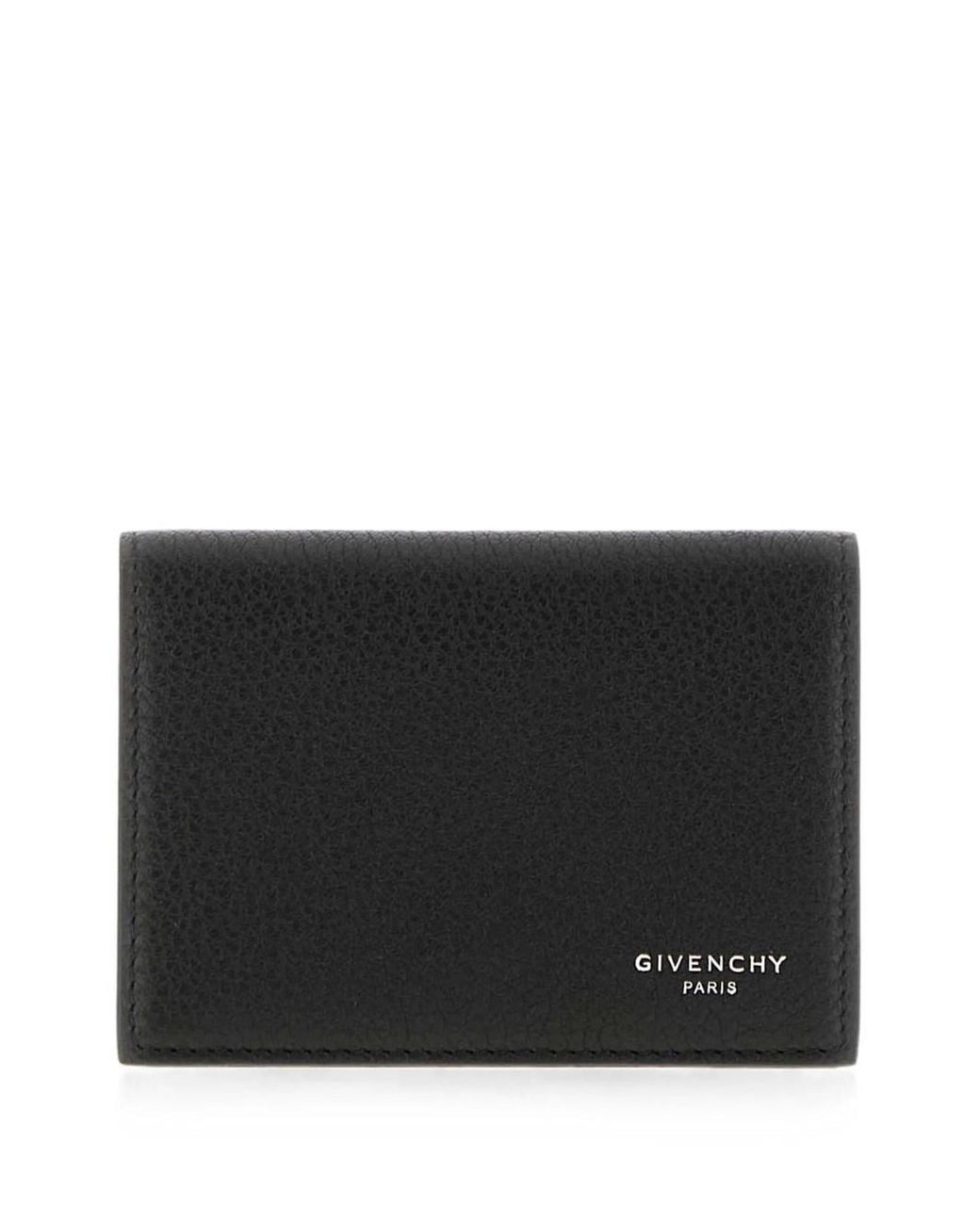 Givenchy Black Logo-Print Grained Leather Bi-Fold Card Holder for men