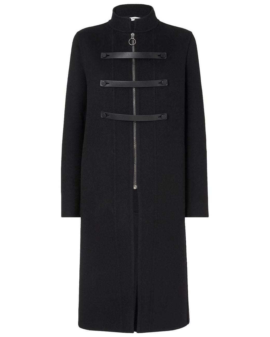 Fendi Black Wool And Shearling Coat