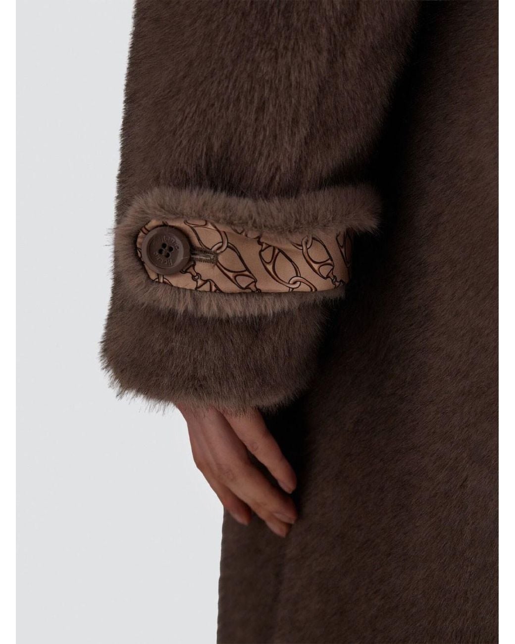 Herno Brown Melange Alternative Mink Fur Coat