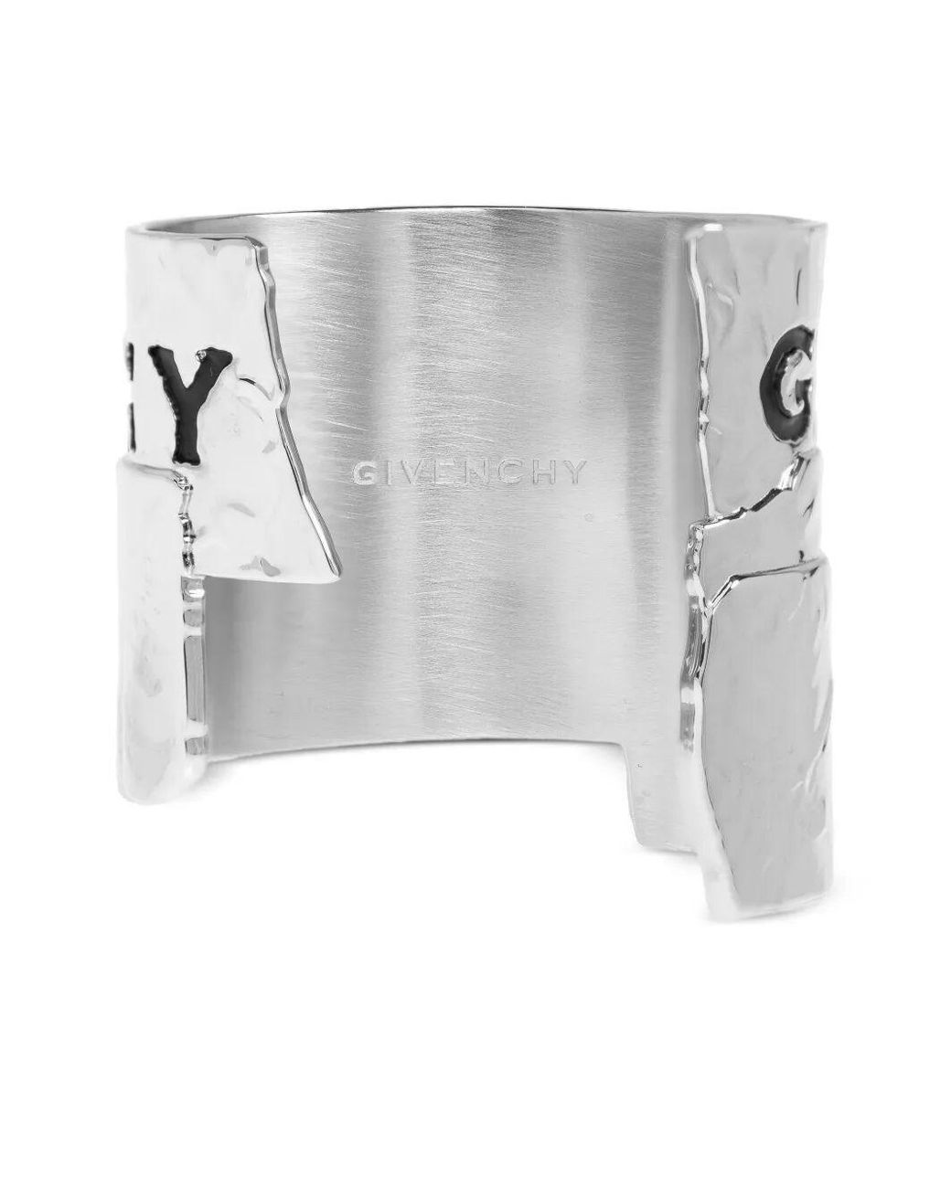 Givenchy White Tape Textured Metal Cuff Bracelet