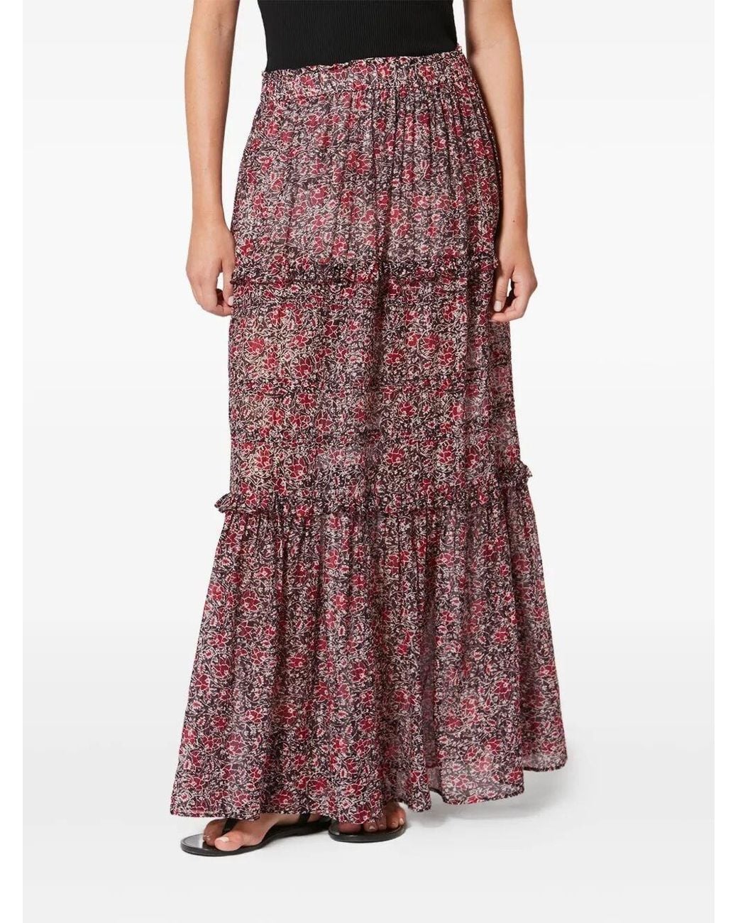 Isabel Marant Purple Isabel Marant Etoile Volomia Cotton Voile Floral Print Skirt