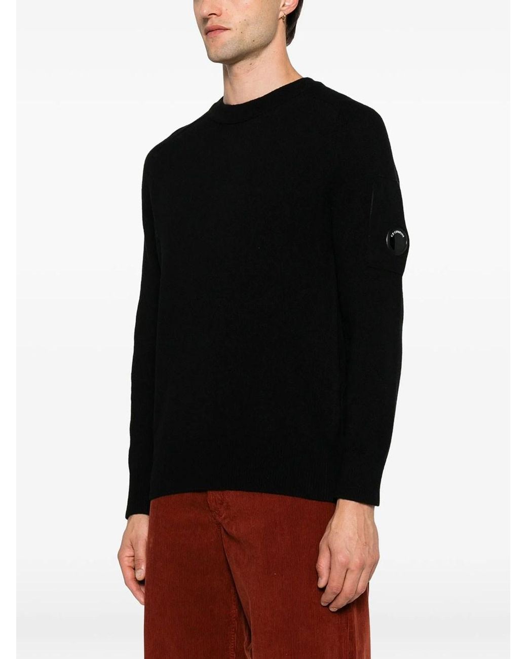 C P Company Black Crew Neck Pullover for men